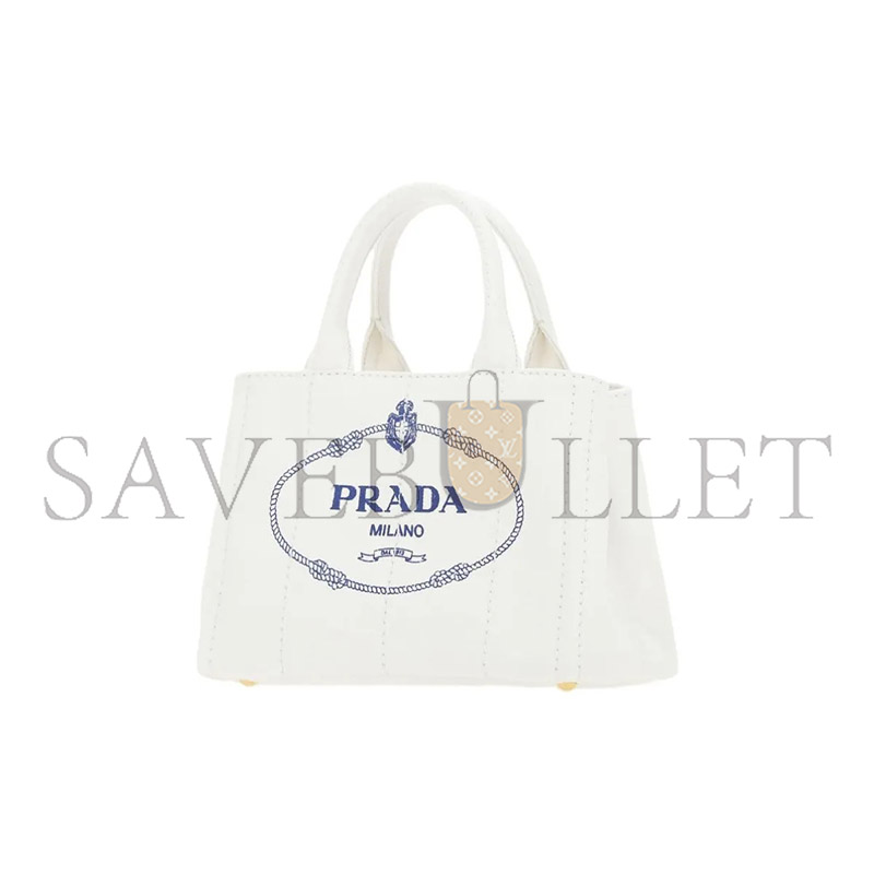 PRADA DENIM WHITE DENIM HAND BAG SHOULDER BAG 1BG439 (28*20*15cm) 